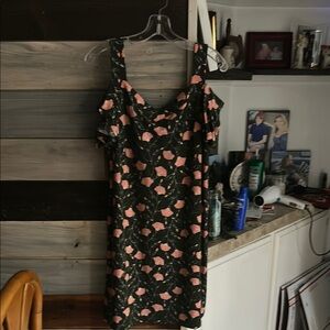 Black and Pink Spaghetti Strap Sheath Mini Dress